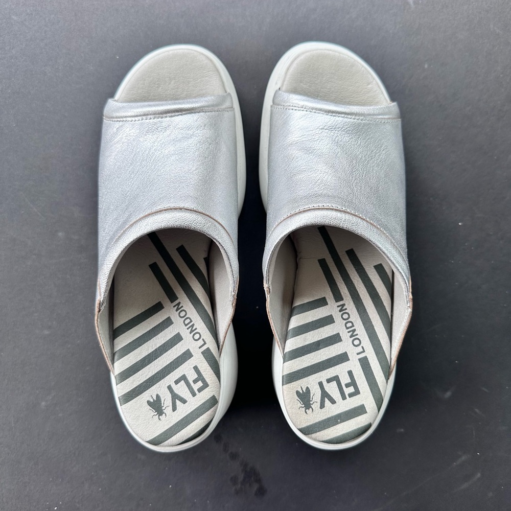 Fly London White Slide Sandals